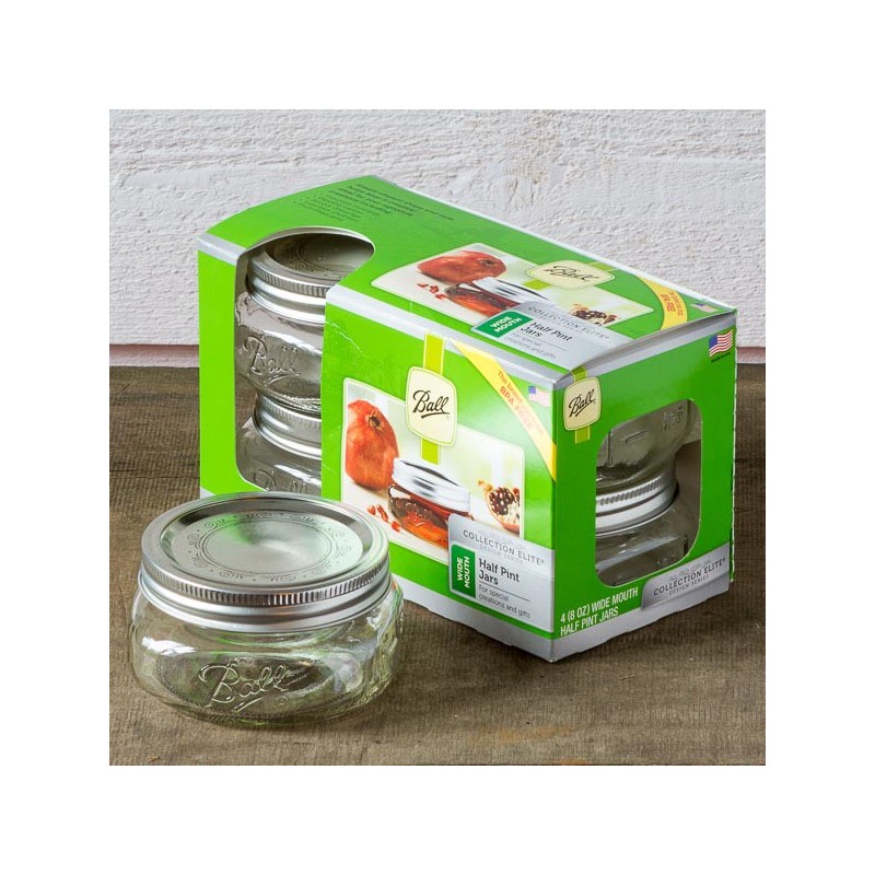 Half Pint (8 oz.) Ball Collection Elite Wide Mouth Mason Jars⎟