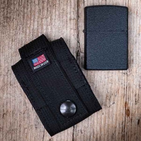 Ensemble Briquet Black Crackle et étui Cordura Noir  Made in USA