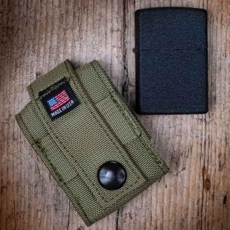 Ensemble Briquet Black Crackle et étui Cordura Noir  Made in USA