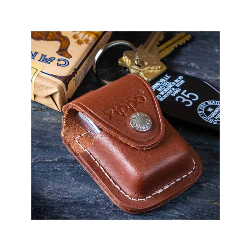 Belt pouch for ZIPPO® in brown leather