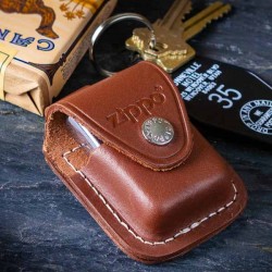 Étui ceinture pour Zippo en cuir brun