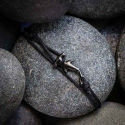 Bracelet Requin Marteau noir cordon noir  CAPE CLASP - made in USA