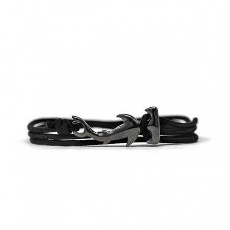 Bracelet Requin Marteau noir cordon noir  CAPE CLASP - made in USA