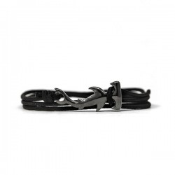 Bracelet Requin Marteau noir cordon noir  CAPE CLASP - made in USA
