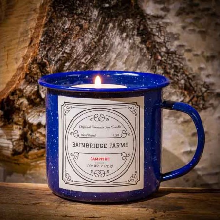 Campfire candle in enamel mug - Made in USA