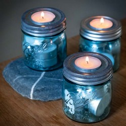 Mason Jar Jar Ball Collector blue Candle Holder