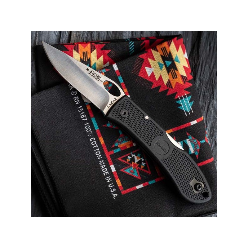 Knife KaBar Thumb Notch Black - made in USA