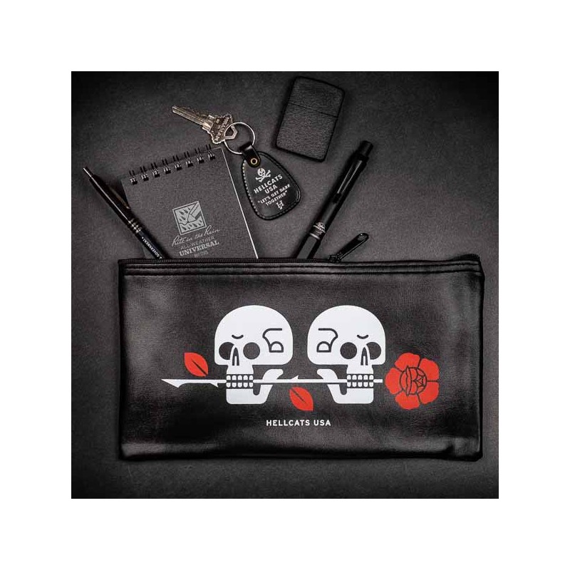 Hellcats USA Pouch Skull and Rose - Made in USA