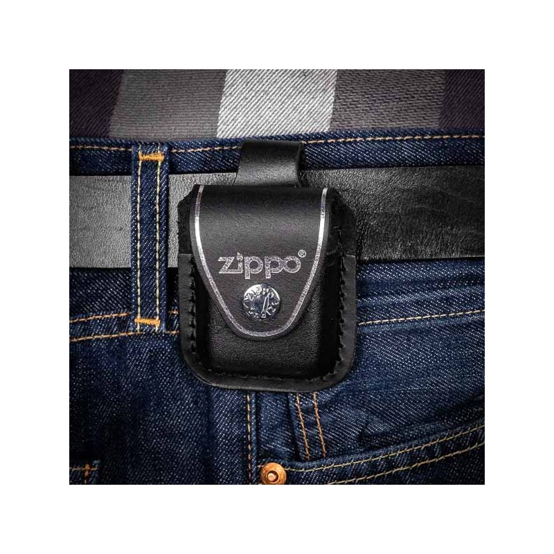Leather pouch for Zippo lighter black