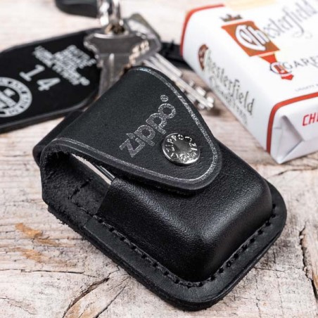 Étui ceinture pour Zippo en cuir Noir