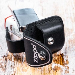 Belt pouch for ZIPPO® in black leather