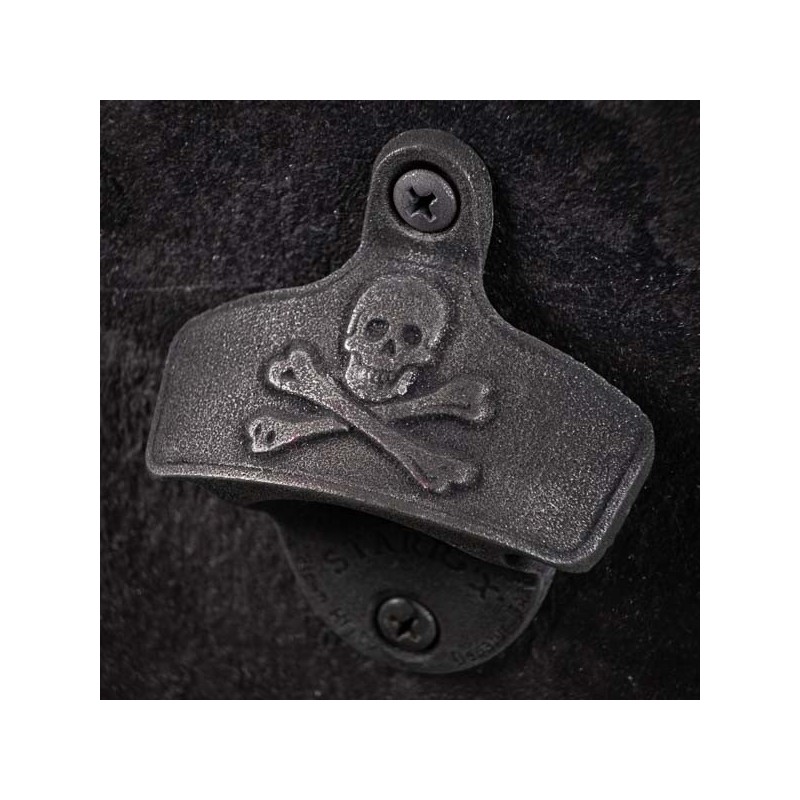 Wall Mount Bottle Opener STARR Gun Blue Skull