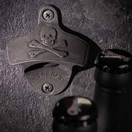 Wall Mount Bottle Opener STARR Gun Blue Skull