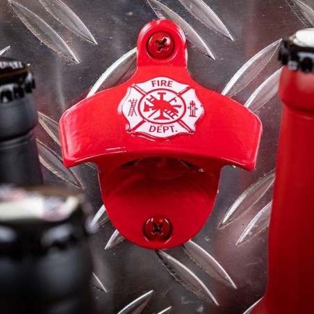 Fire Dept Ladder Co Shield Wall Mount Bottle Opener Soda Beer Firefighter