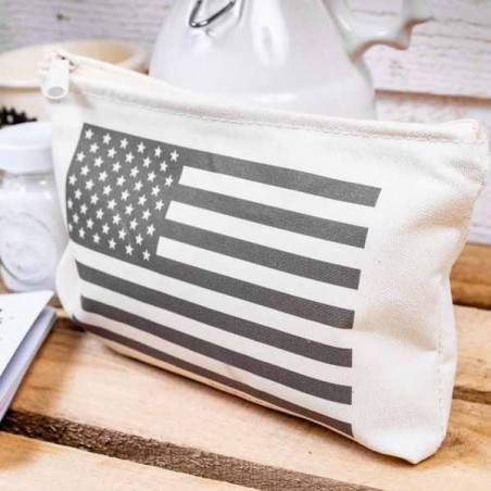 Trousse coton "Drapeau USA" monochrome - made in USA