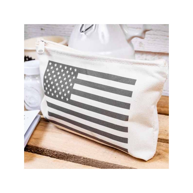 Trousse coton "Drapeau USA" monochrome - made in USA