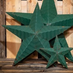 AMISH TIN BARN STAR 22''  bottle green made in USA