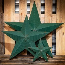 AMISH TIN BARN STAR 22''  bottle green made in USA