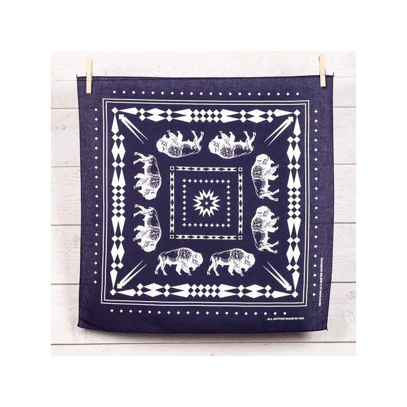 Bandana great plain Buffalo navy - Made in USA.