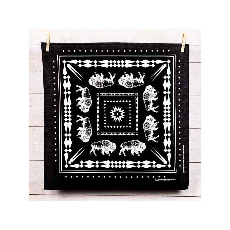 Bandana bison noir 100% coton Made in USA