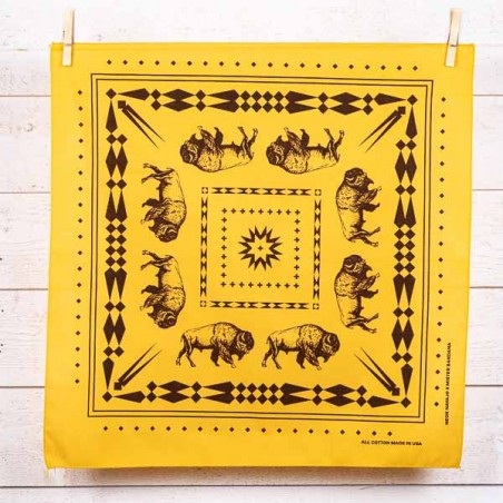 Bandana buffalo California Gold100% coton Made in USA