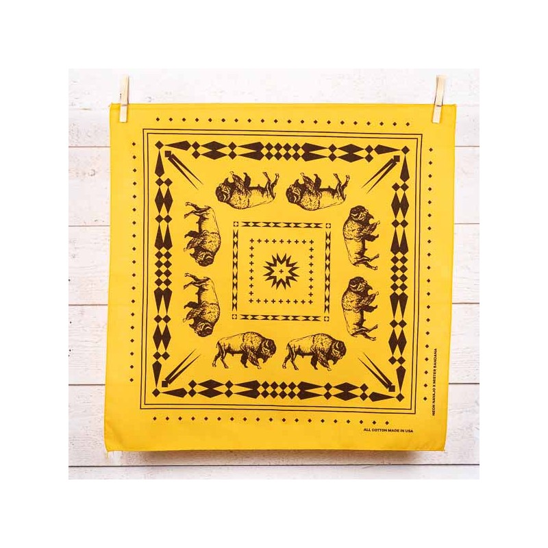 Bandana buffalo Jaune orangé 100% coton Made in USA