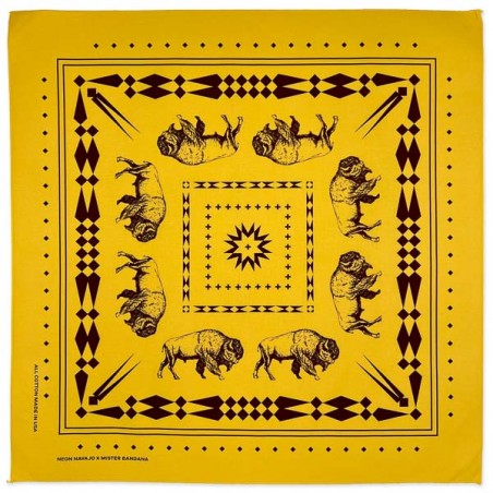 Bandana buffalo California Gold100% coton Made in USA