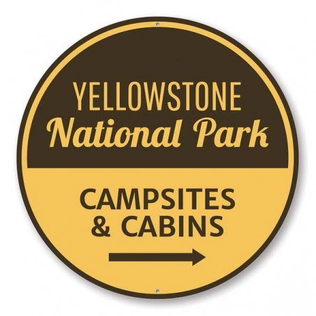 Panneau métal signalétique Yellowstone Campsites Made in USA