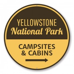 Panneau métal signalétique Yellowstone Campsites Made in USA