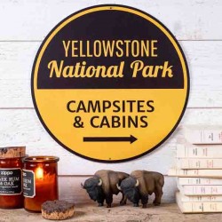 Panneau métal signalétique Yellowstone Campsites Made in USA