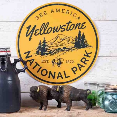 Panneau métal signalétique Yellowstone National Park Made in USA