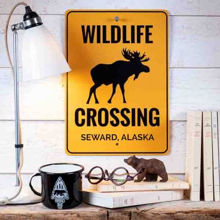 Panneau métal signalétique Wildlife Crossing Made in USA