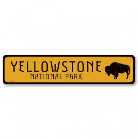 Panneau métal signalétique Yellowstone Bison Made in USA