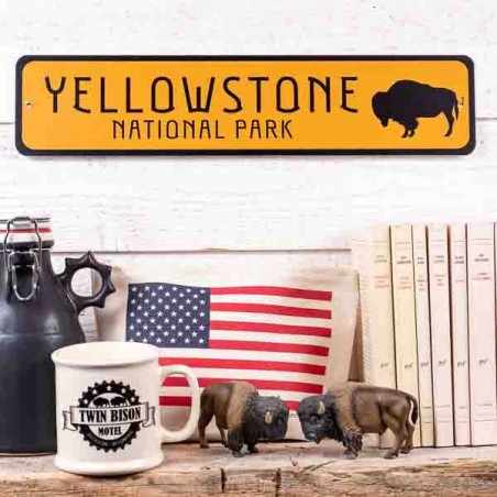 Panneau métal signalétique Yellowstone Bison Made in USA