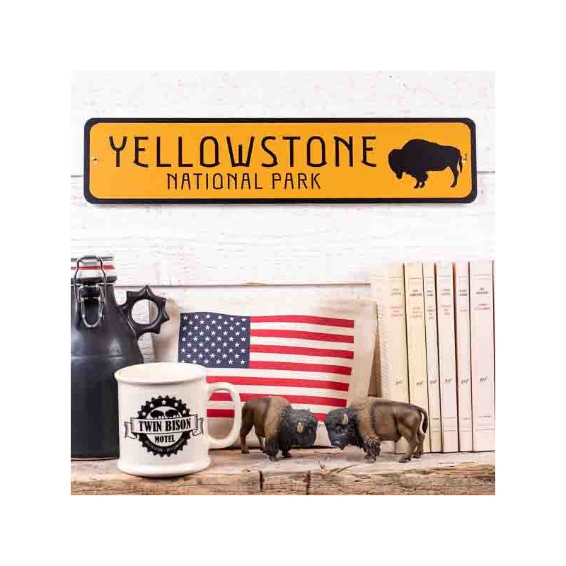 Panneau métal signalétique Yellowstone Bison Made in USA