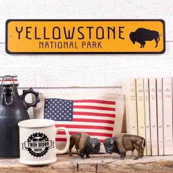 Panneau métal signalétique Yellowstone Bison Made in USA