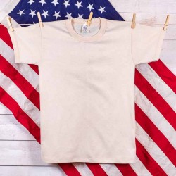 Organic Cotton Short Sleeve Crew Neck Natural Color made in USA