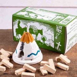 White Teepee burner with Pinon natural wood incense made in USA