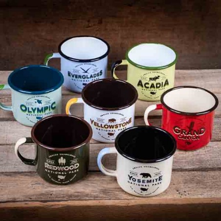 Set de 7 grands Mugs émaillés Parcs Nationaux Américains