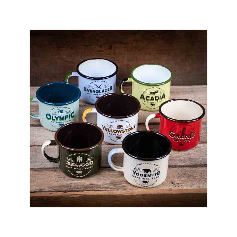 Set de 7 grands Mugs émaillés Parcs Nationaux Américains