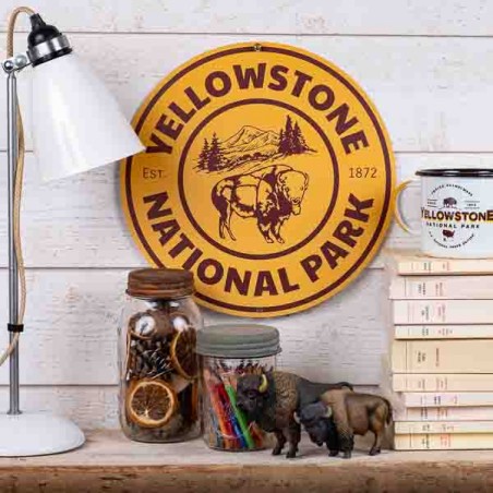 Panneau métal signalétique Yellowstone Est 1872 Made in USA