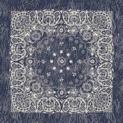 Big bandana XL blue rustic paisley pattern Made in USA