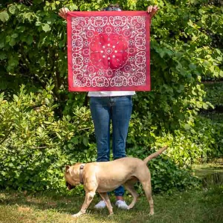 Big bandana XL red rustic paisley pattern Made in USA