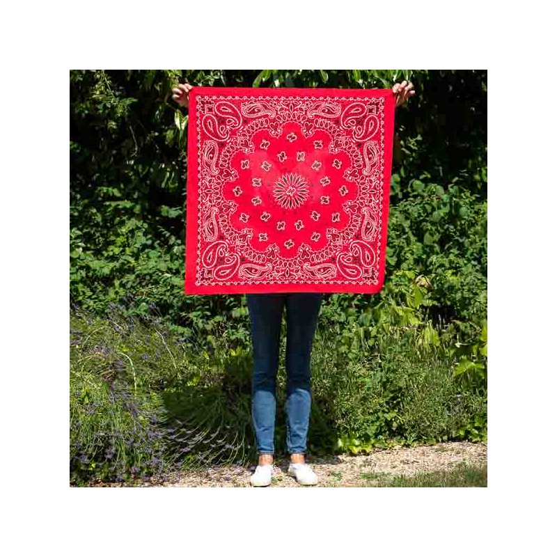 Bandana Rouge Motifs Fleur