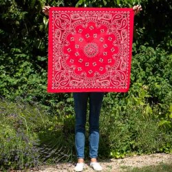 Giant bandana XXL red paisley pattern Made in USA