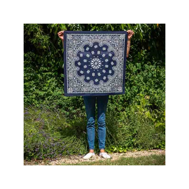 Giant bandana XXL navy paisley pattern Made in USA