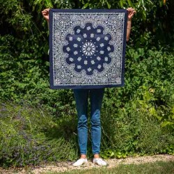 Giant bandana XXL navy paisley pattern Made in USA