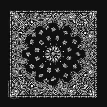 Giant bandana XXL black paisley pattern Made in USA