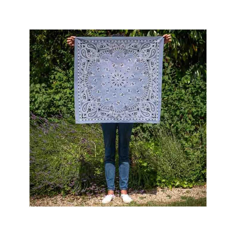 Giant bandana XXL chambray paisley pattern Made in USA