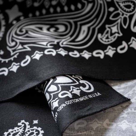 Giant bandana XXL black paisley pattern Made in USA